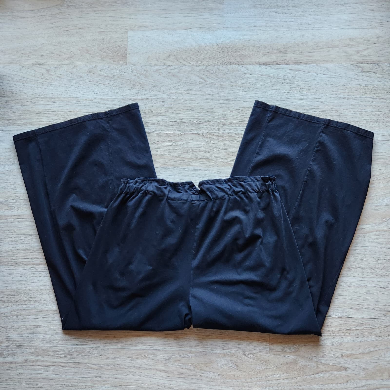 IRIDIUM Cargo Pocket Wide Leg Pull-On Cropped Pants Knit Cotton Black Women's L - Thumbnail 5