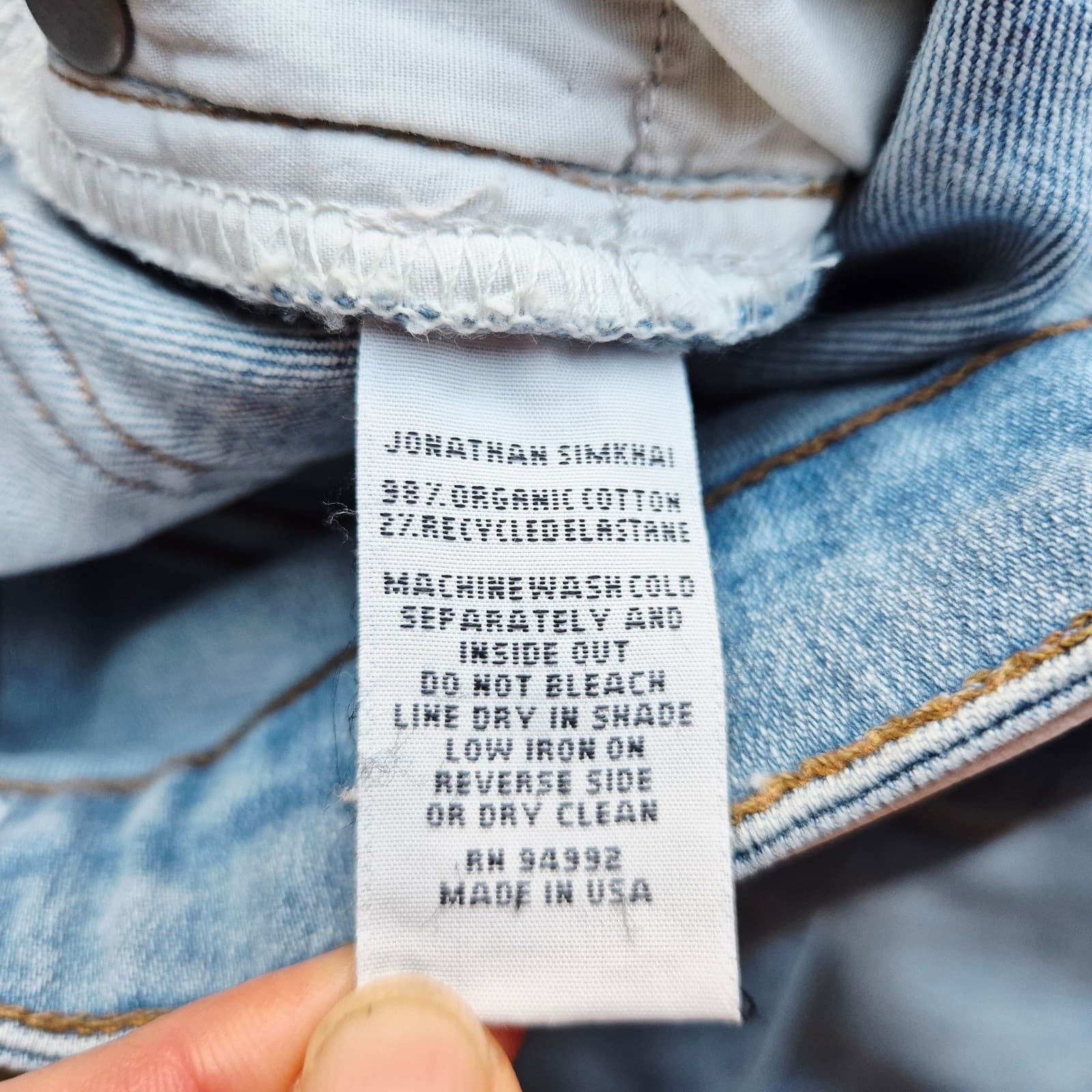 JONATHAN SIMKHAI USA Women's 26 Straight-Leg Frayed Hem Jean Medium Washed Blue - Thumbnail 11