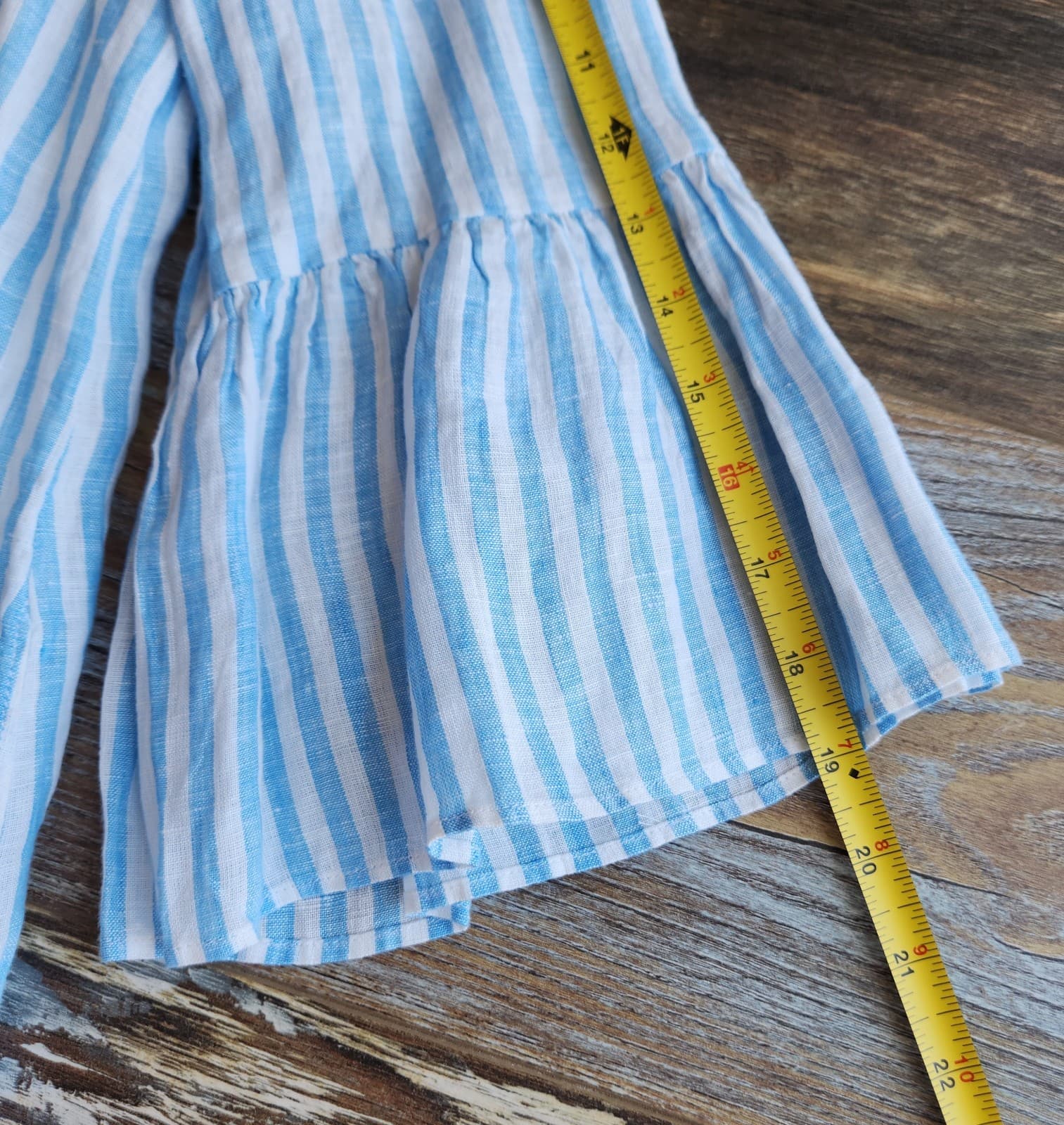 NWT Lilly Pulitzer Sz.6 Linen Jazmyn Dress Bell Sleeve Lunar Blue Bimini Stripe - Thumbnail 14