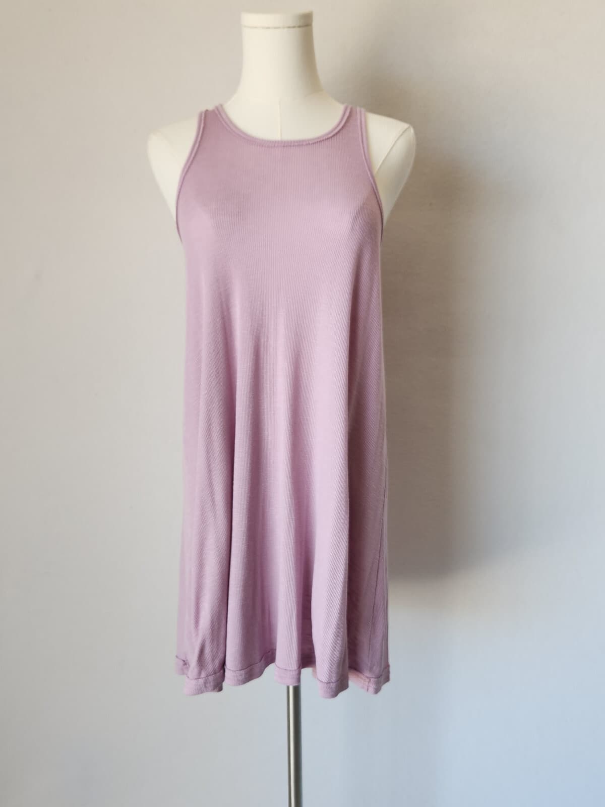Free People La Nite Beach Ribbed Knit Mini Swing Tank Dress Light Purple Sz.XS - Thumbnail 3