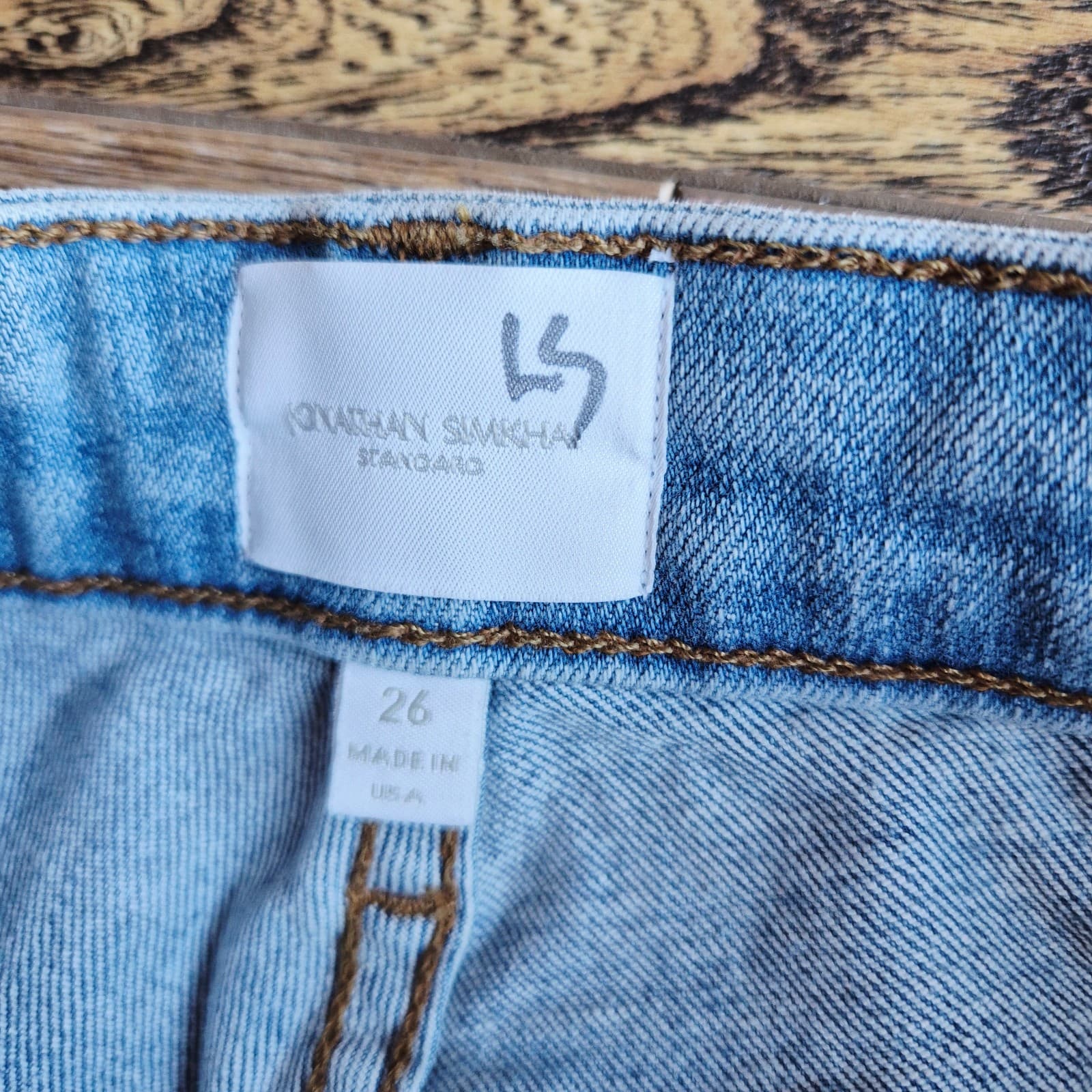 JONATHAN SIMKHAI USA Women's 26 Straight-Leg Frayed Hem Jean Medium Washed Blue - Thumbnail 10