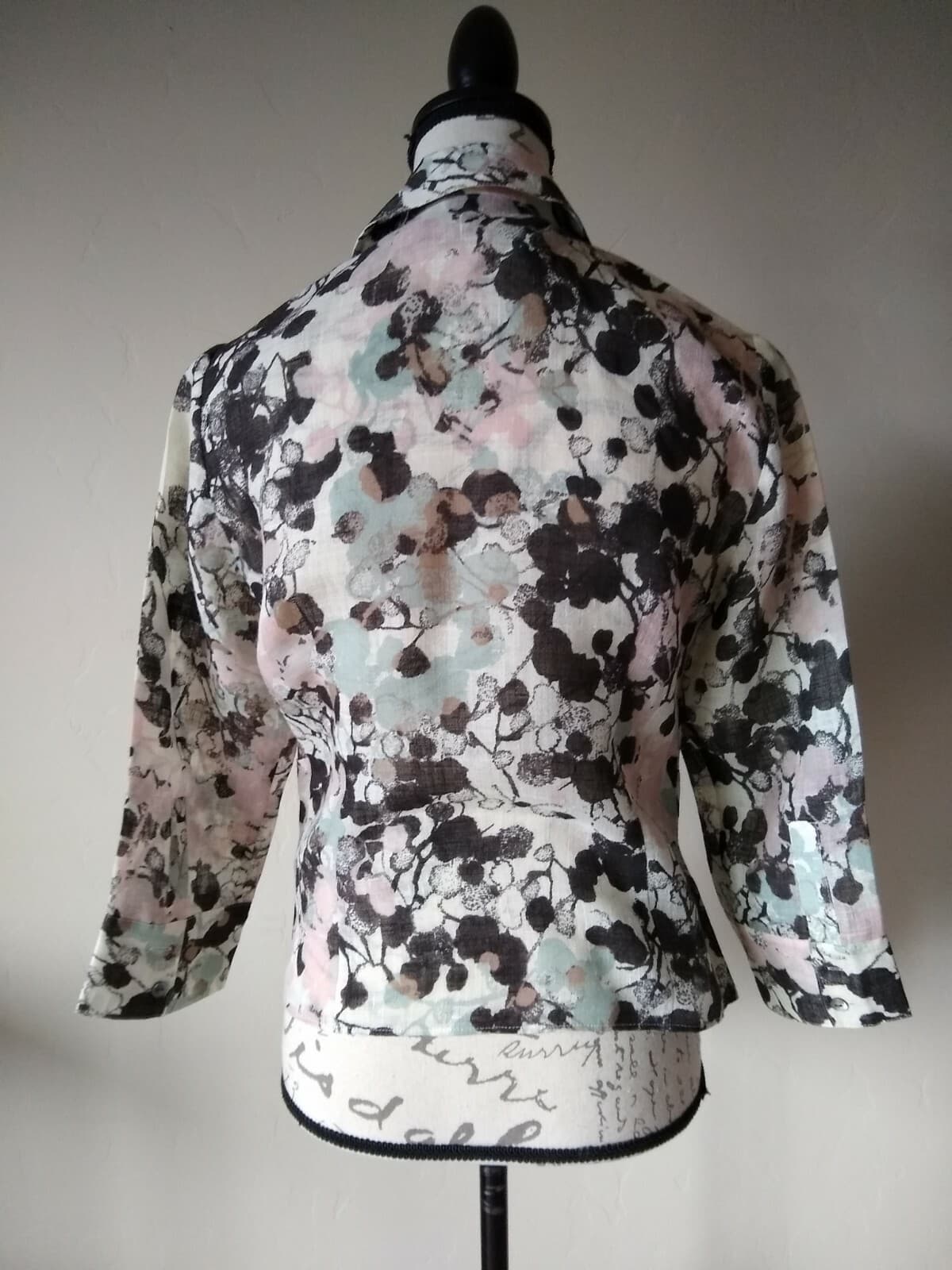 LAFAYETTE 148 NY Linen Blend Top Long Sleeve Tie-Waist Geo-Print Multicolor Sz.4 - Thumbnail 4