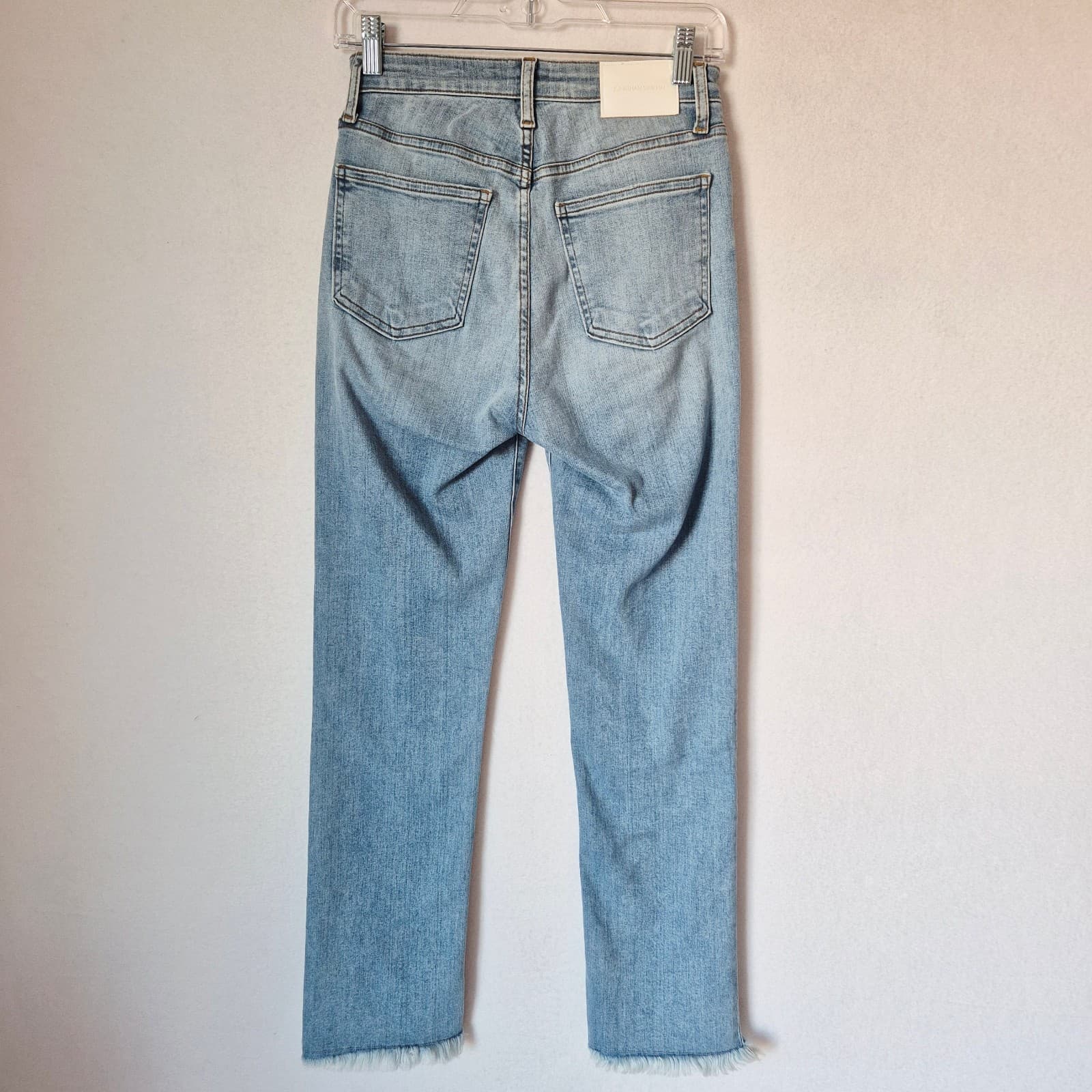 JONATHAN SIMKHAI USA Women's 26 Straight-Leg Frayed Hem Jean Medium Washed Blue - Thumbnail 7