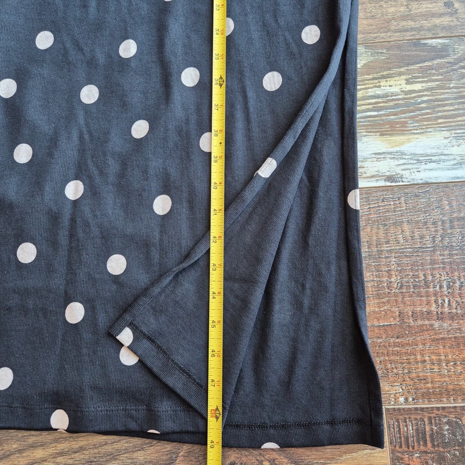SEZANE Emy Polka Dot Tee-Shirt Dress Crew Neck Short Sleeve Black Ecru Sz.M - Thumbnail 15