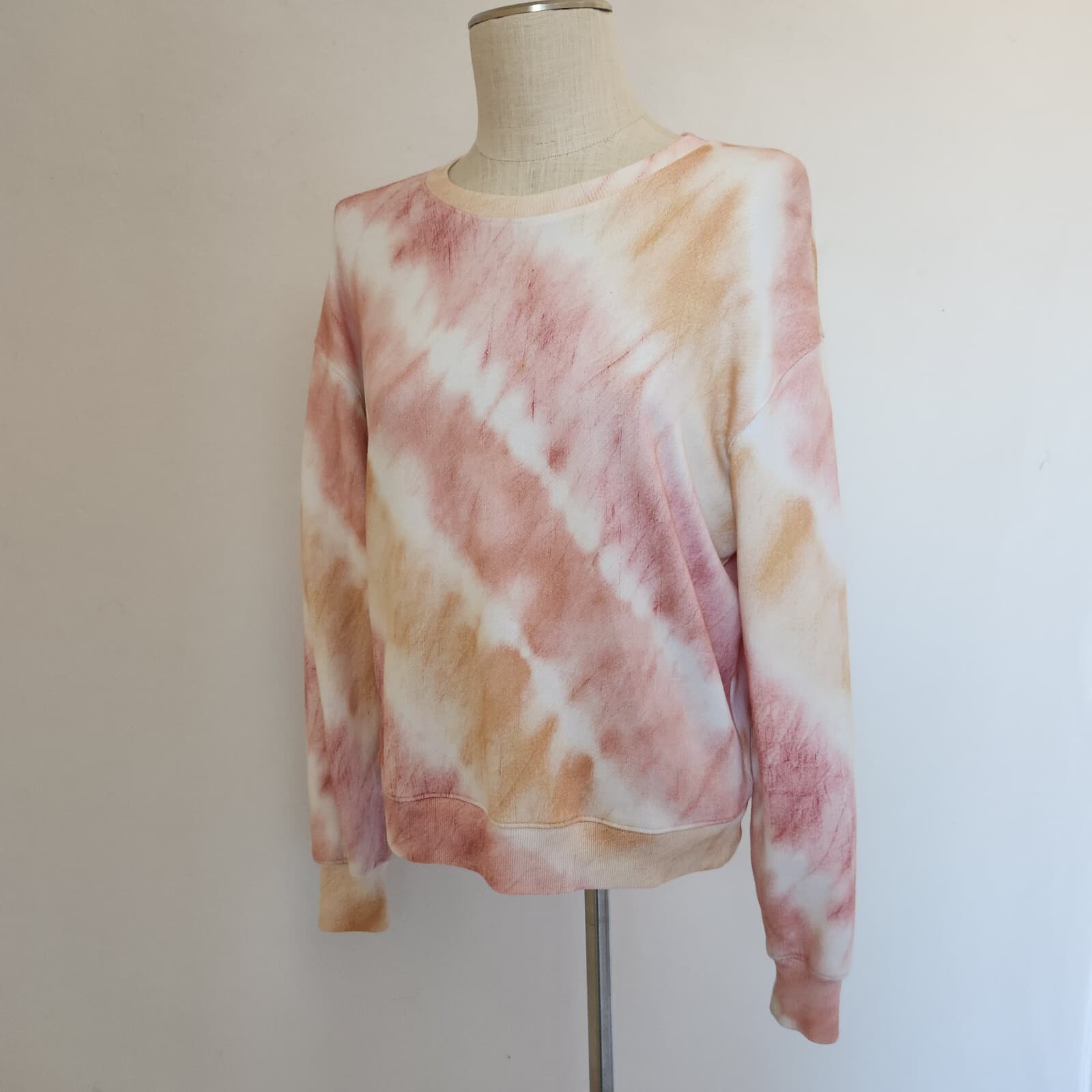 Rails $138 Ramona Sunset Tie-Dye Terry Knit Sweatshirt Crew-Neck Pink Women's M - Thumbnail 4