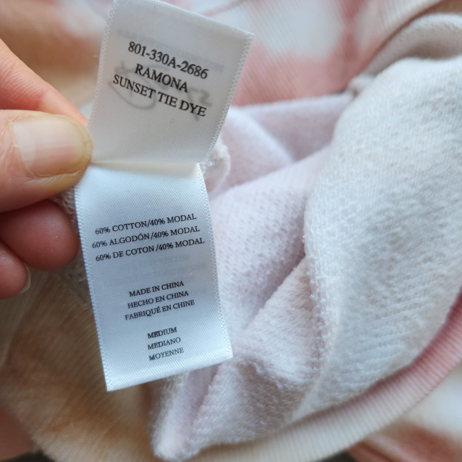 Rails $138 Ramona Sunset Tie-Dye Terry Knit Sweatshirt Crew-Neck Pink Women's M - Thumbnail 9