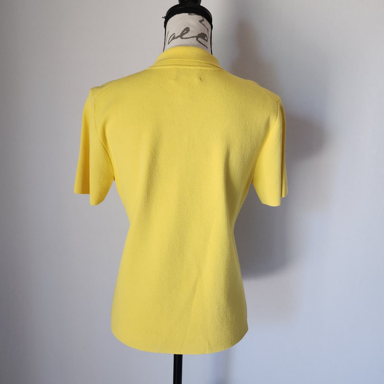 Vintage Chico's Design Polo Shirt Short Sleeve Viscose Blend Knit Yellow Size 1 - Thumbnail 5
