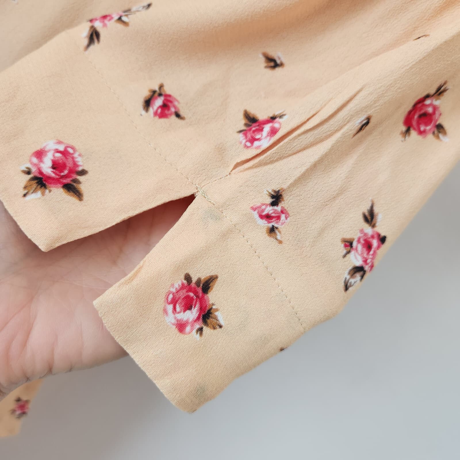 NWT Luxedress Floral/Rose Vintage-Inspired Midi Shirt Dress Tie-Waist Orange M - Thumbnail 6