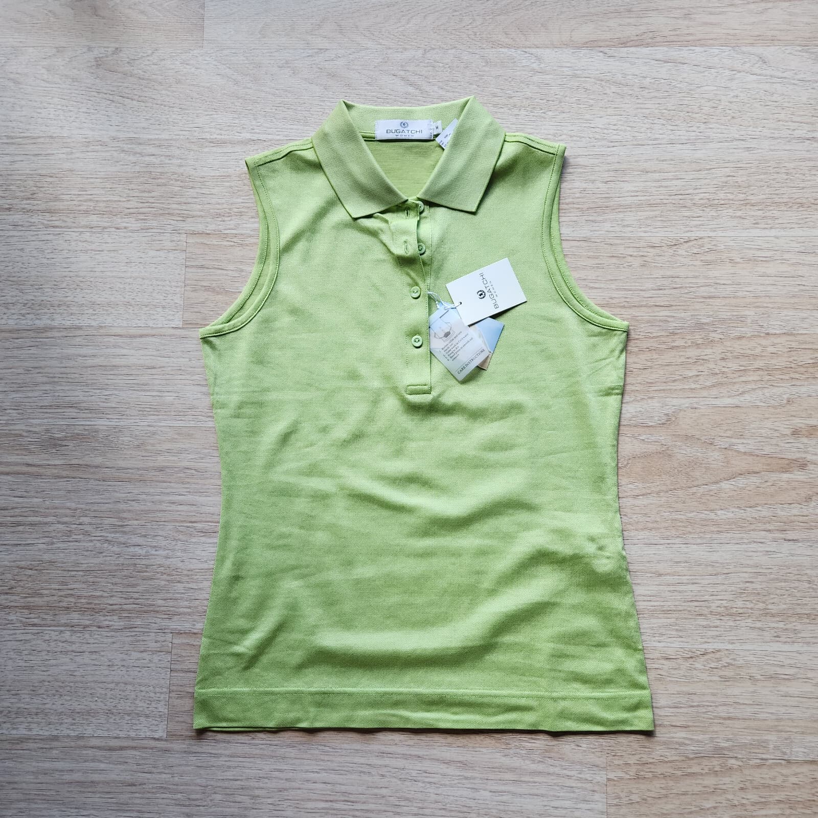 NWT BUGATCHI UOMO Golf Polo Sleeveless Shirt Egyptian Cotton Green Women's M $69 - Thumbnail 5