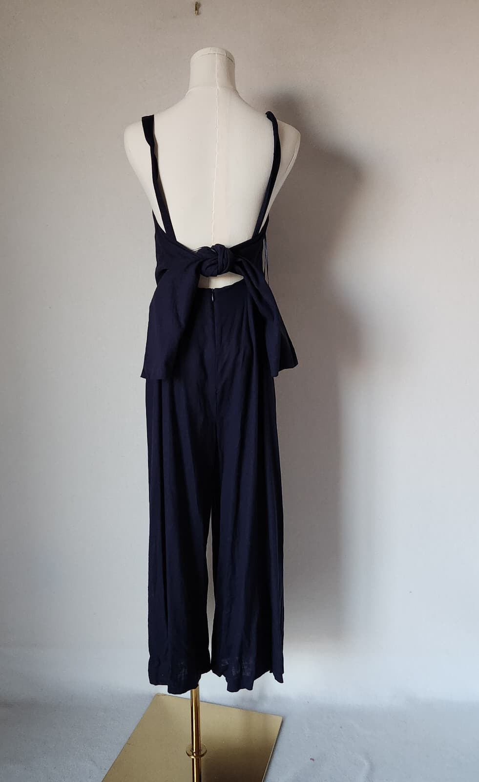 NWT Finders Keepers Limoncello Pantsuit Jumpsuit Wide-Leg Linen Blend Navy US6 - Thumbnail 8