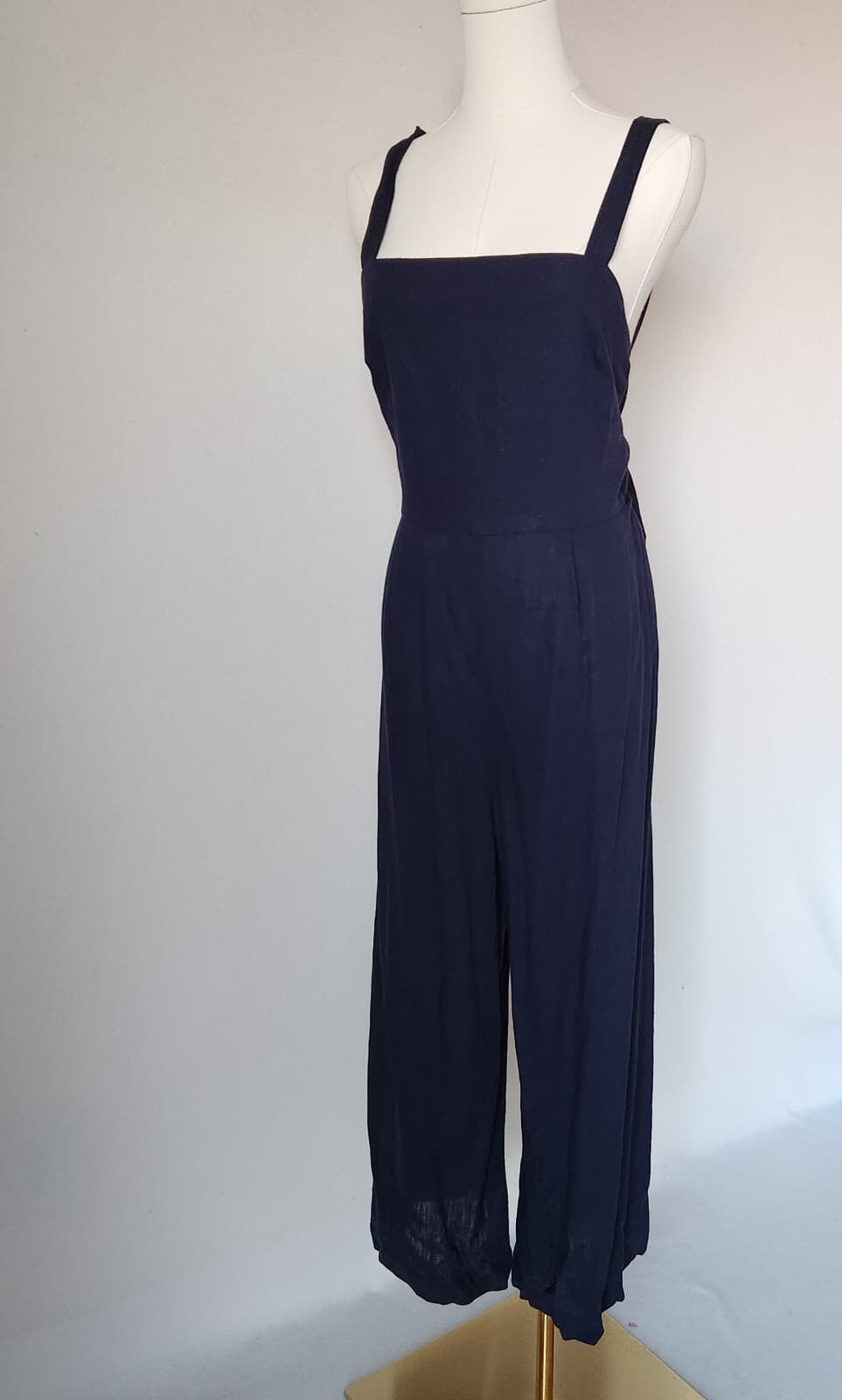NWT Finders Keepers Limoncello Pantsuit Jumpsuit Wide-Leg Linen Blend Navy US6 - Thumbnail 3