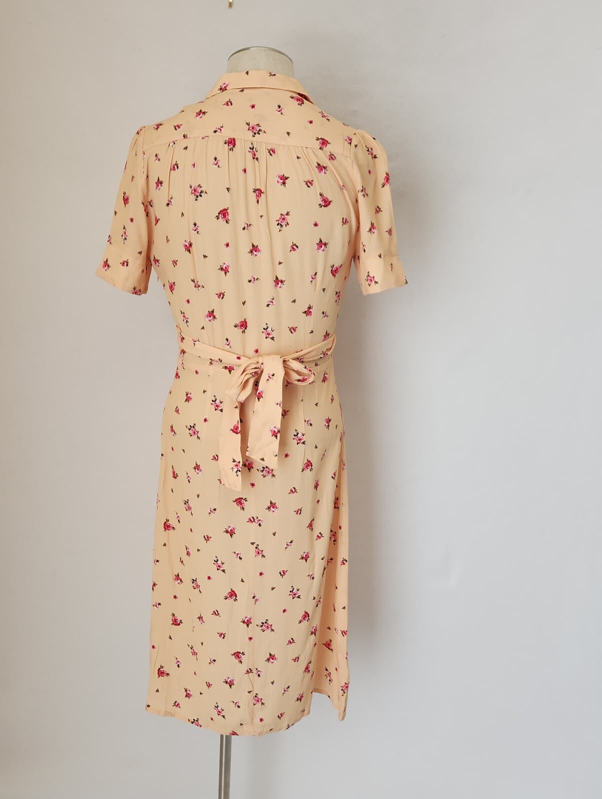 NWT Luxedress Floral/Rose Vintage-Inspired Midi Shirt Dress Tie-Waist Orange M - Thumbnail 7