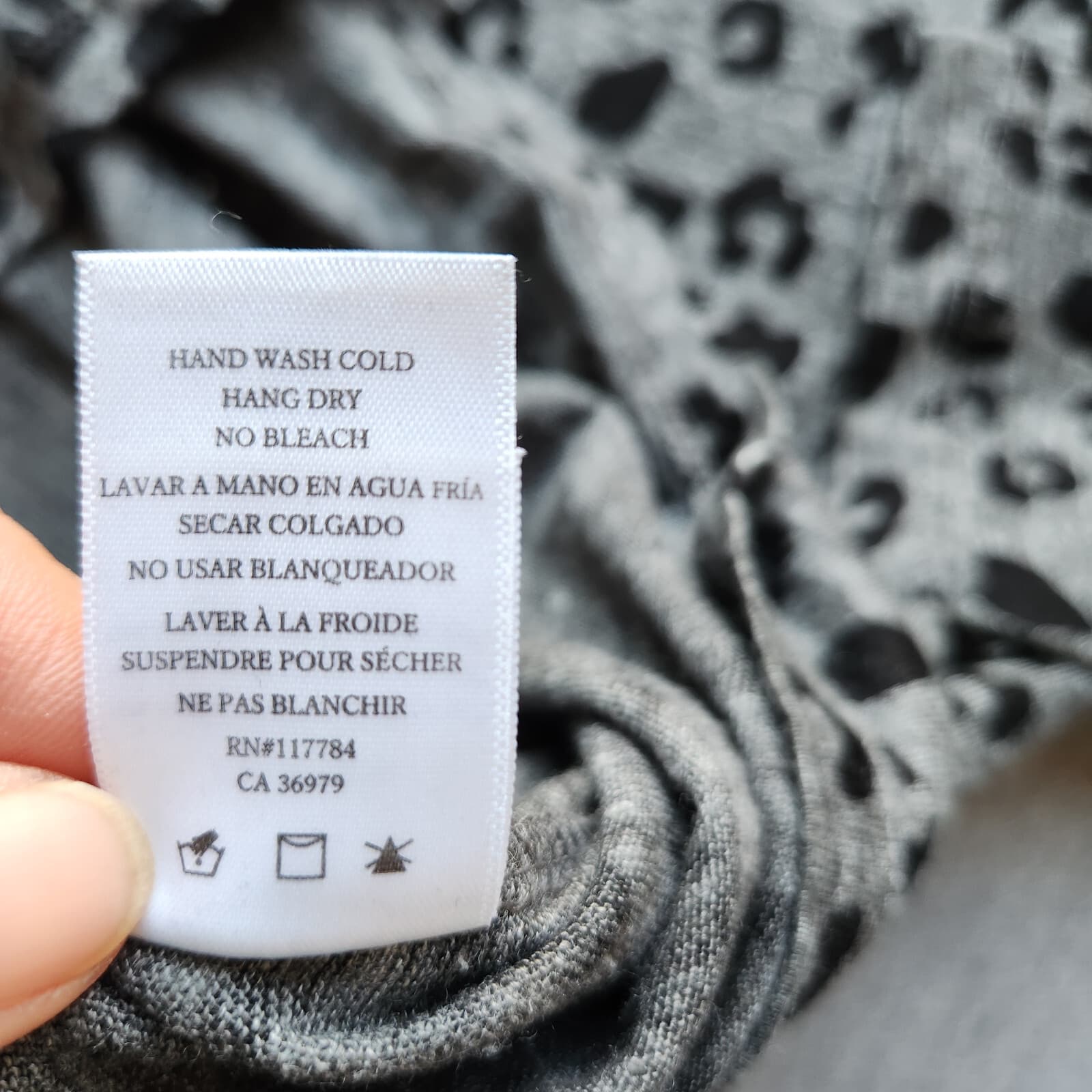Rails $108 Sami Charcoal Leopard Linen Blend Long Sleeve T-Shirt V-Neck Womens S - Thumbnail 10