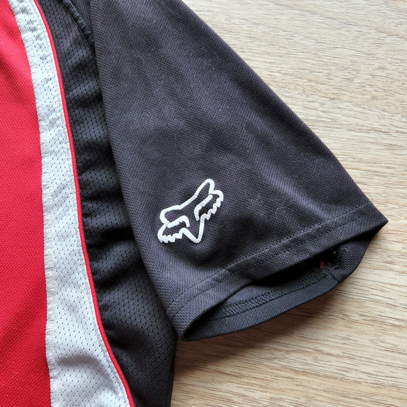 FOX Cycling T-Shirt Jersey 1/2 Zip Short Sleeve Back-Zip-Pocket Red Black Men L - Thumbnail 2