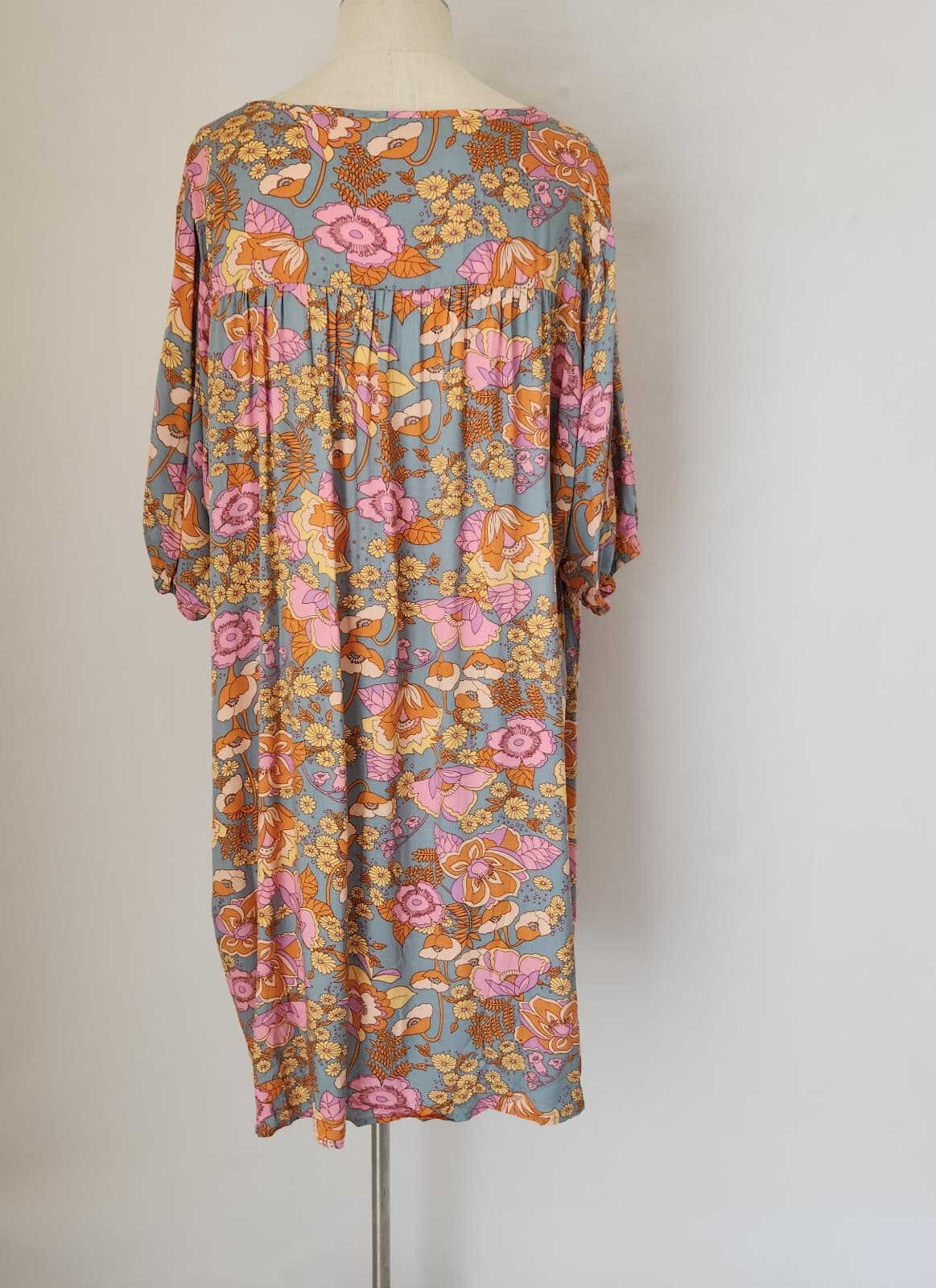 NWT Rusttydustty Modern Bohemia Crush Floral Mini Dress Long Sleeve Viscose 3XL - Thumbnail 7