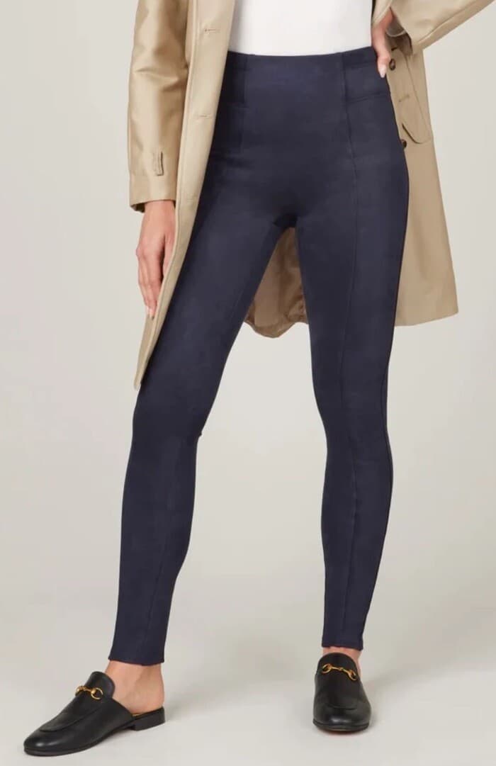 NWT SPANX Faux Suede Ankle Legging Seamed Pull-On Stretch Classic Navy Sz.S - Thumbnail 4