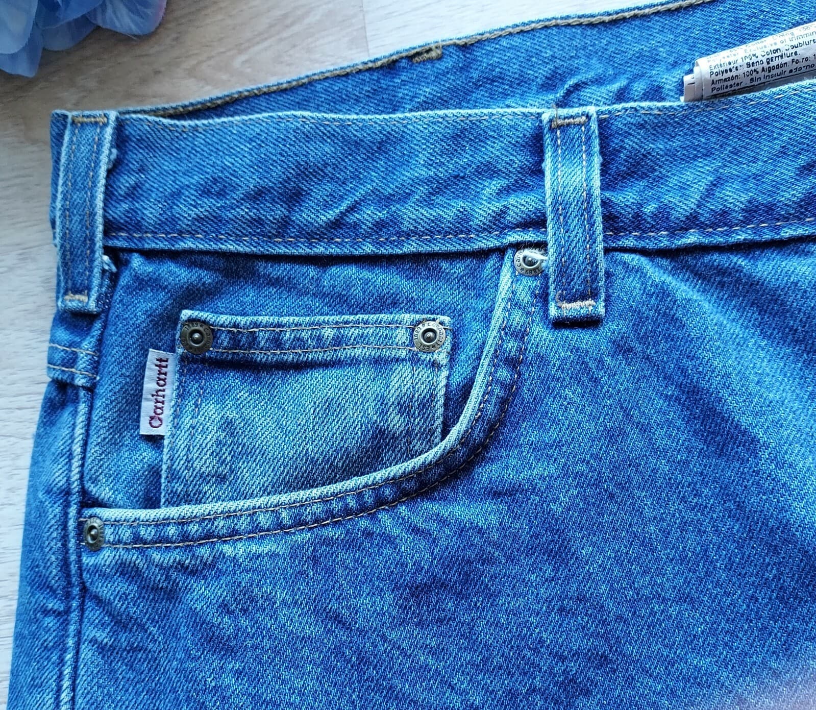 Carhartt Fleece Lined Jeans Straight Leg Relaxed-Fit Zip Blue Men 42x30 Mexico - Thumbnail 5