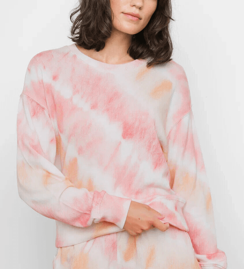 Rails $138 Ramona Sunset Tie-Dye Terry Knit Sweatshirt Crew-Neck Pink Women's M - Thumbnail 3