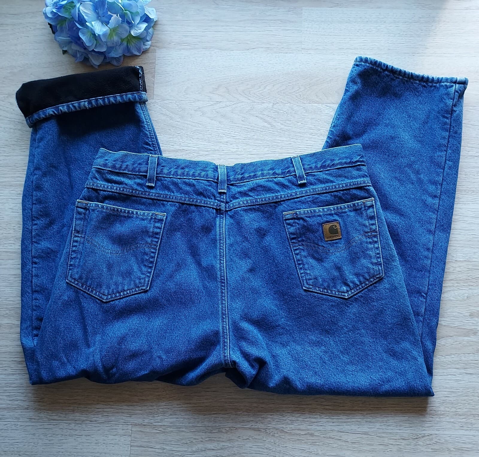 Carhartt Fleece Lined Jeans Straight Leg Relaxed-Fit Zip Blue Men 42x30 Mexico - Thumbnail 7