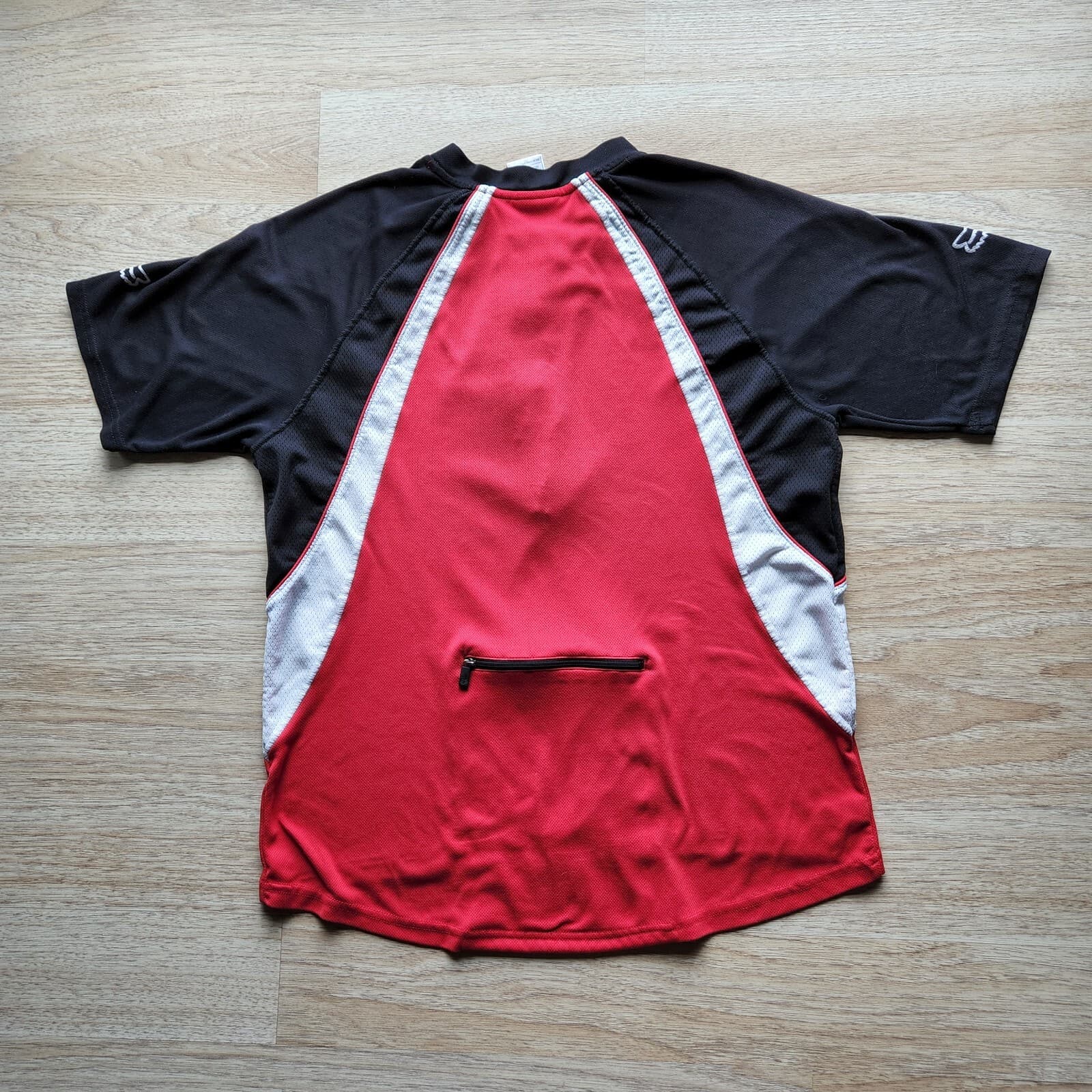 FOX Cycling T-Shirt Jersey 1/2 Zip Short Sleeve Back-Zip-Pocket Red Black Men L - Thumbnail 4