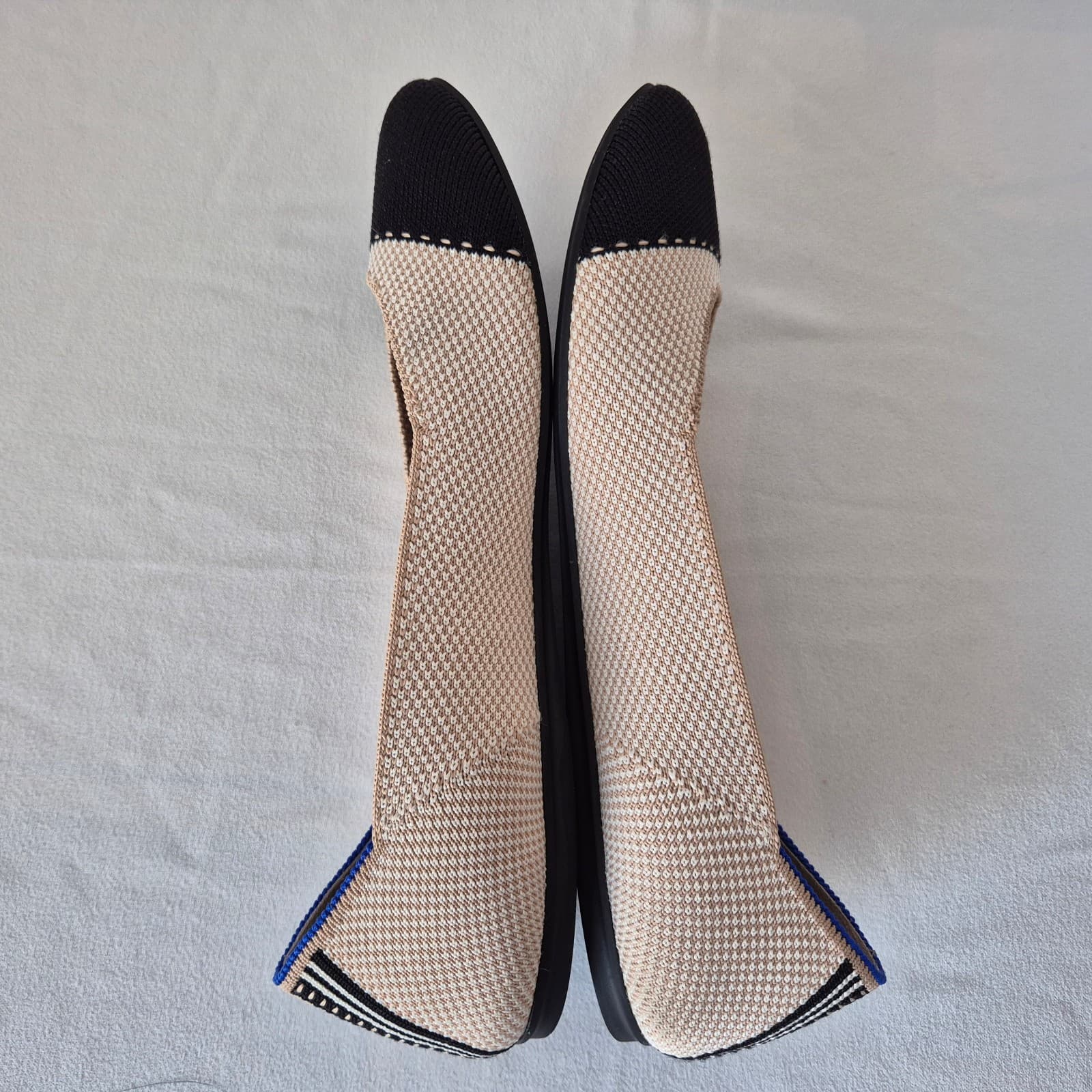 Rothy’s The Square Tuxedo Cream Cap Toe Ballet Flats Slip-On Comfort Women's 9 - Thumbnail 6