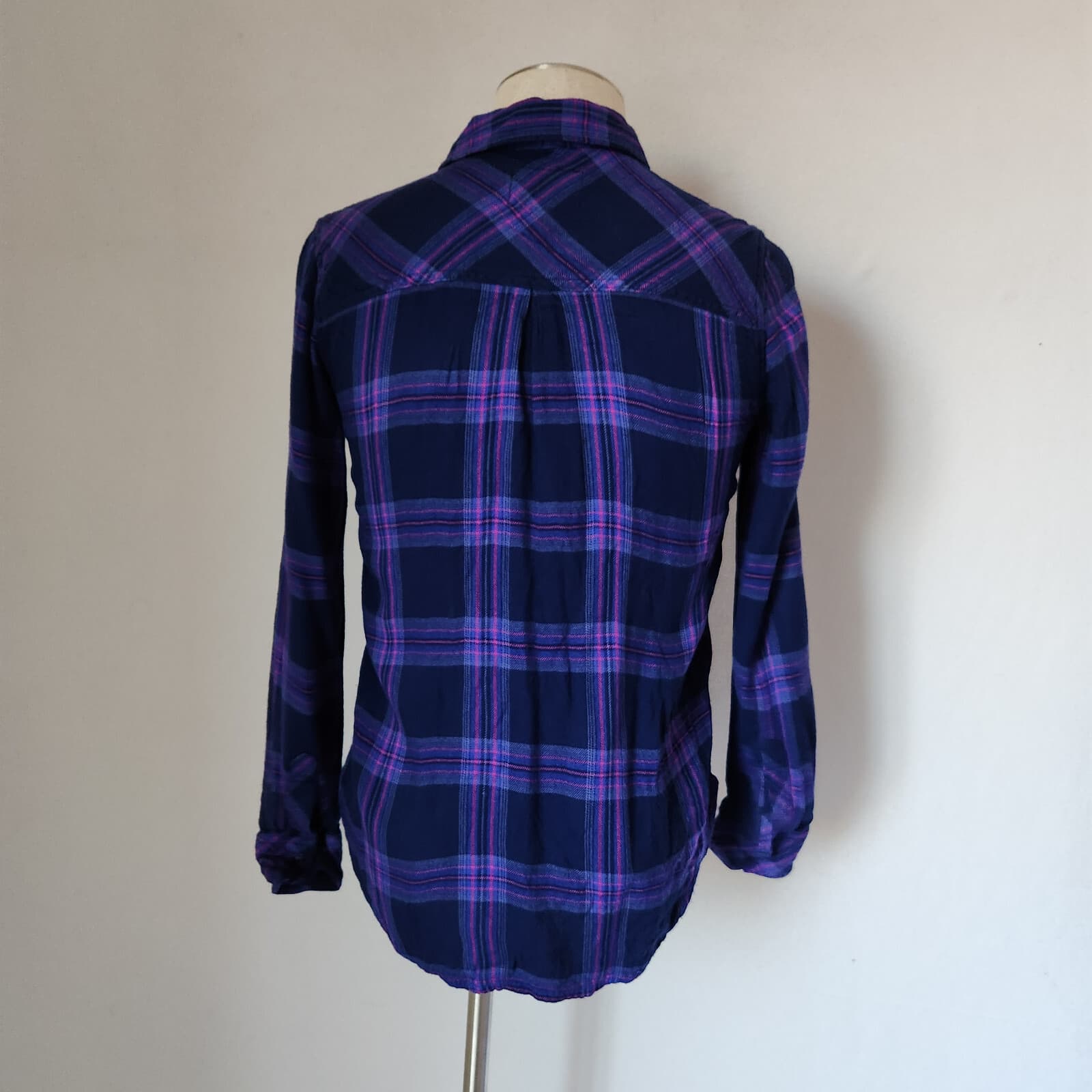 Rails Hunter Ultraviolet Pink Plaid Flannel Shirt Button-Up Long Sleeve Rayon XS - Thumbnail 5