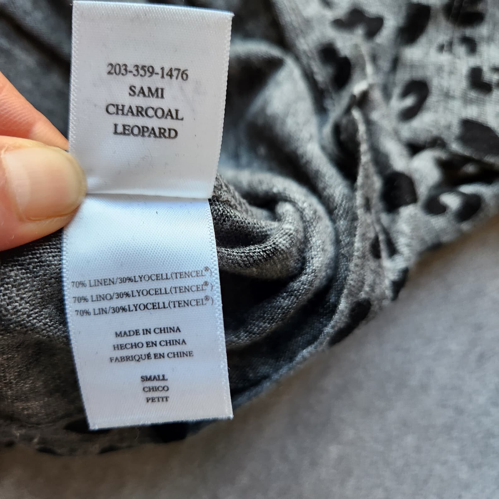 Rails $108 Sami Charcoal Leopard Linen Blend Long Sleeve T-Shirt V-Neck Womens S - Thumbnail 9