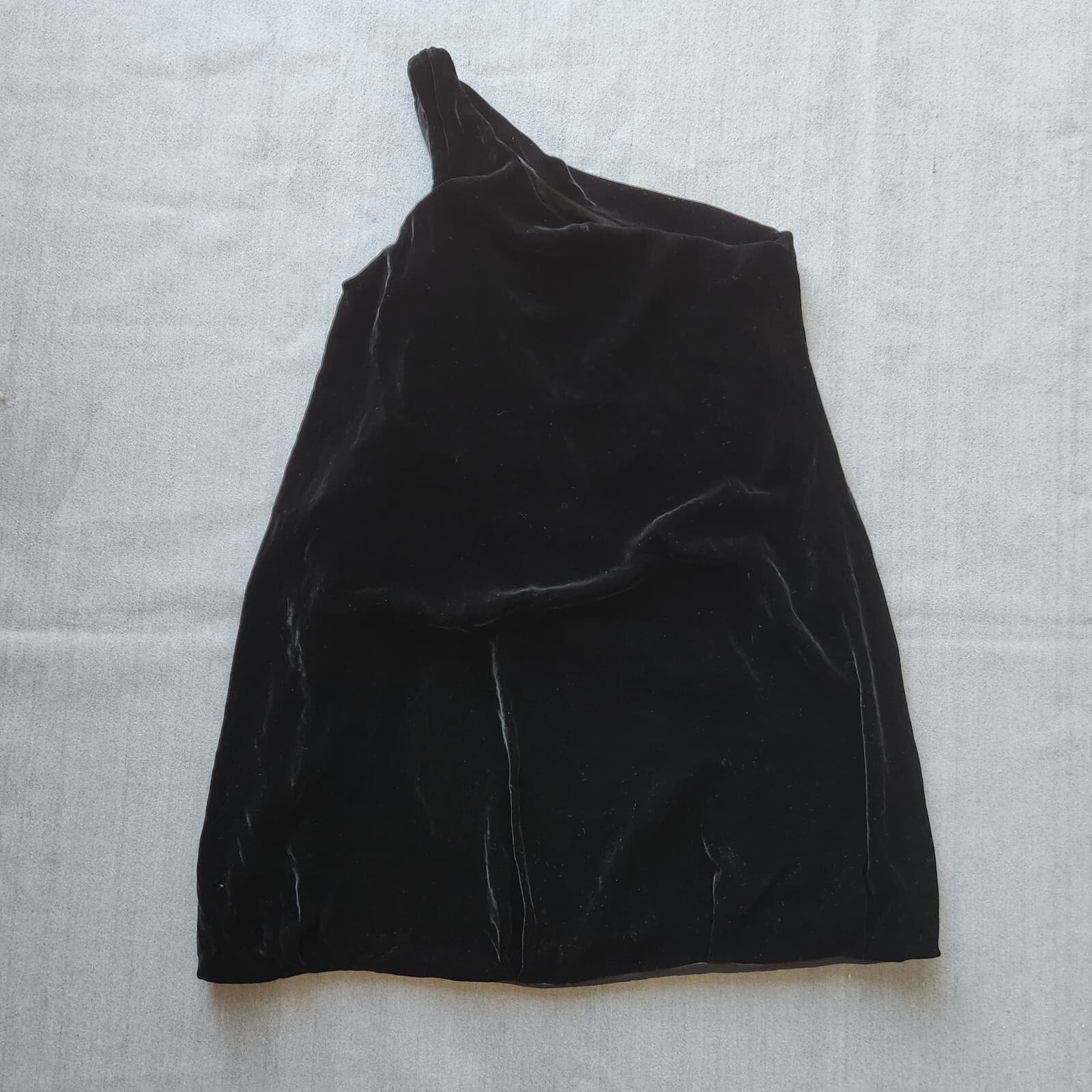 Diane Von Furstenberg Elisano One Shoulder Silk Velvet Bubble Dress Black Sz.4 - Thumbnail 6