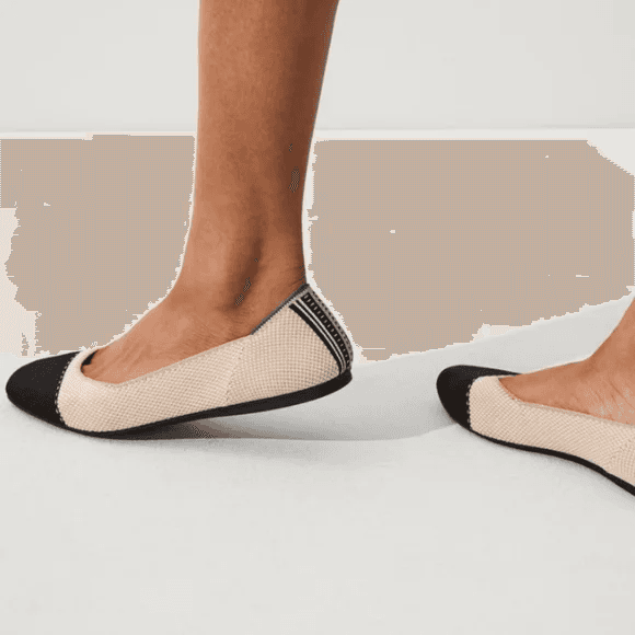 Rothy’s The Square Tuxedo Cream Cap Toe Ballet Flats Slip-On Comfort Women's 9 - Thumbnail 4