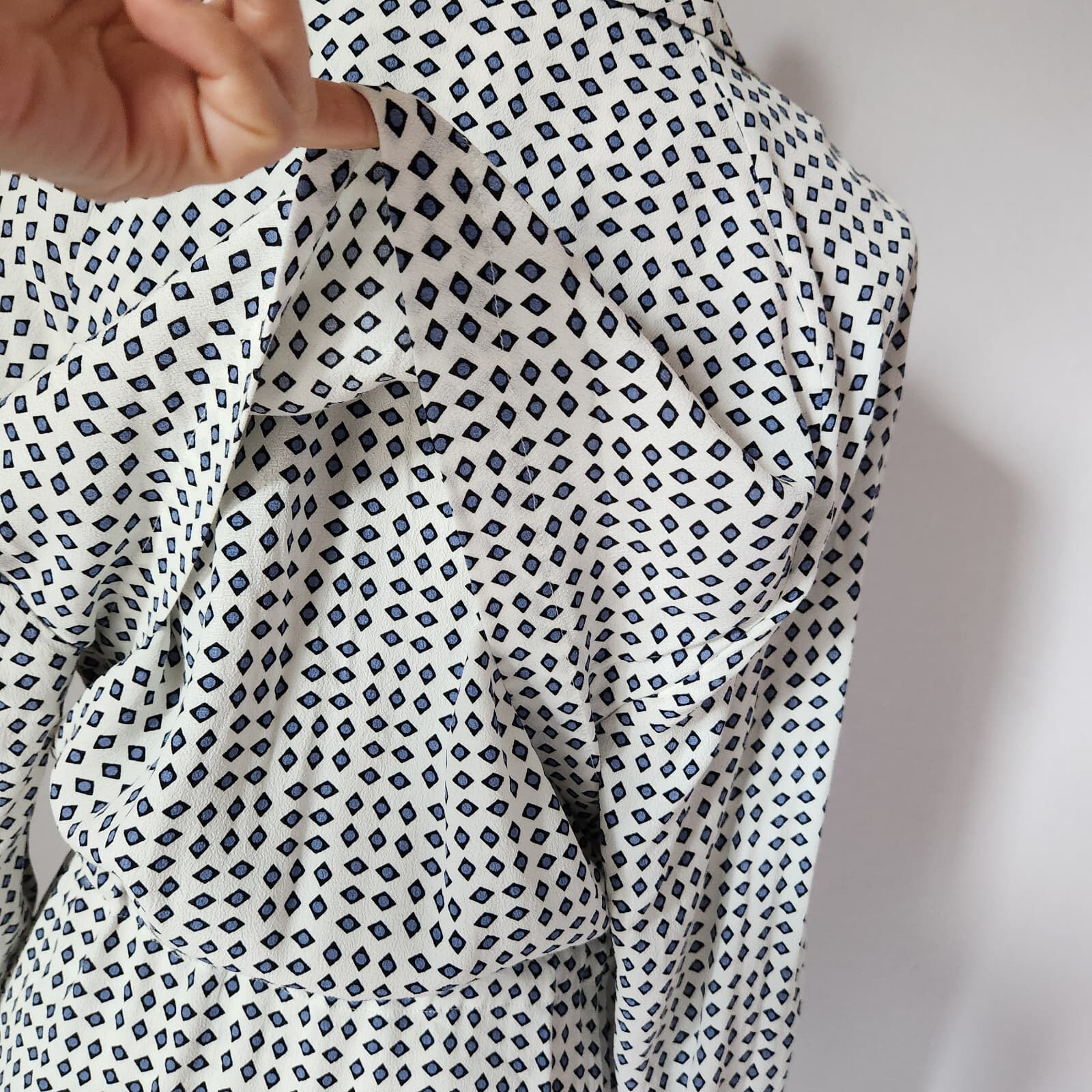 Anthropologie Cartonnier Sightseer Shirt Dress Trench-Jacket Blue White Womens L - Thumbnail 7