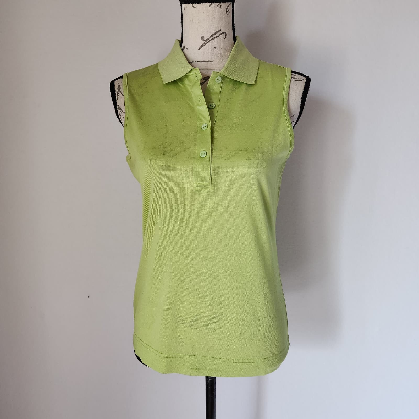 NWT BUGATCHI UOMO Golf Polo Sleeveless Shirt Egyptian Cotton Green Women's M $69 - Thumbnail 2