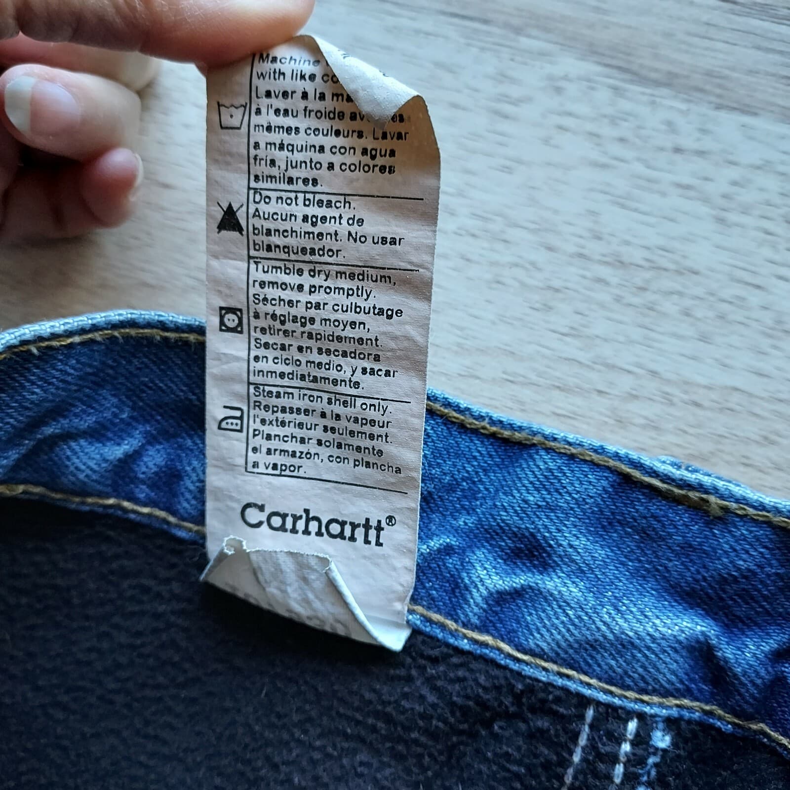 Carhartt Fleece Lined Jeans Straight Leg Relaxed-Fit Zip Blue Men 42x30 Mexico - Thumbnail 9