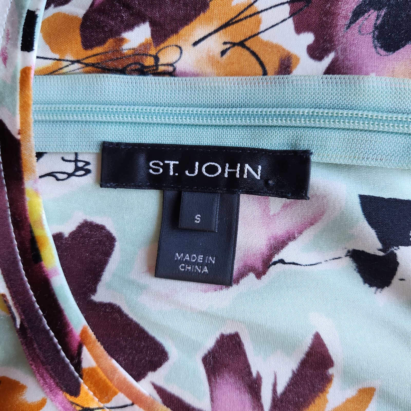ST.JOHN 100% Silk Satin Floral Women Small Top Sleeveless Scoop Neck Multicolor - Thumbnail 6