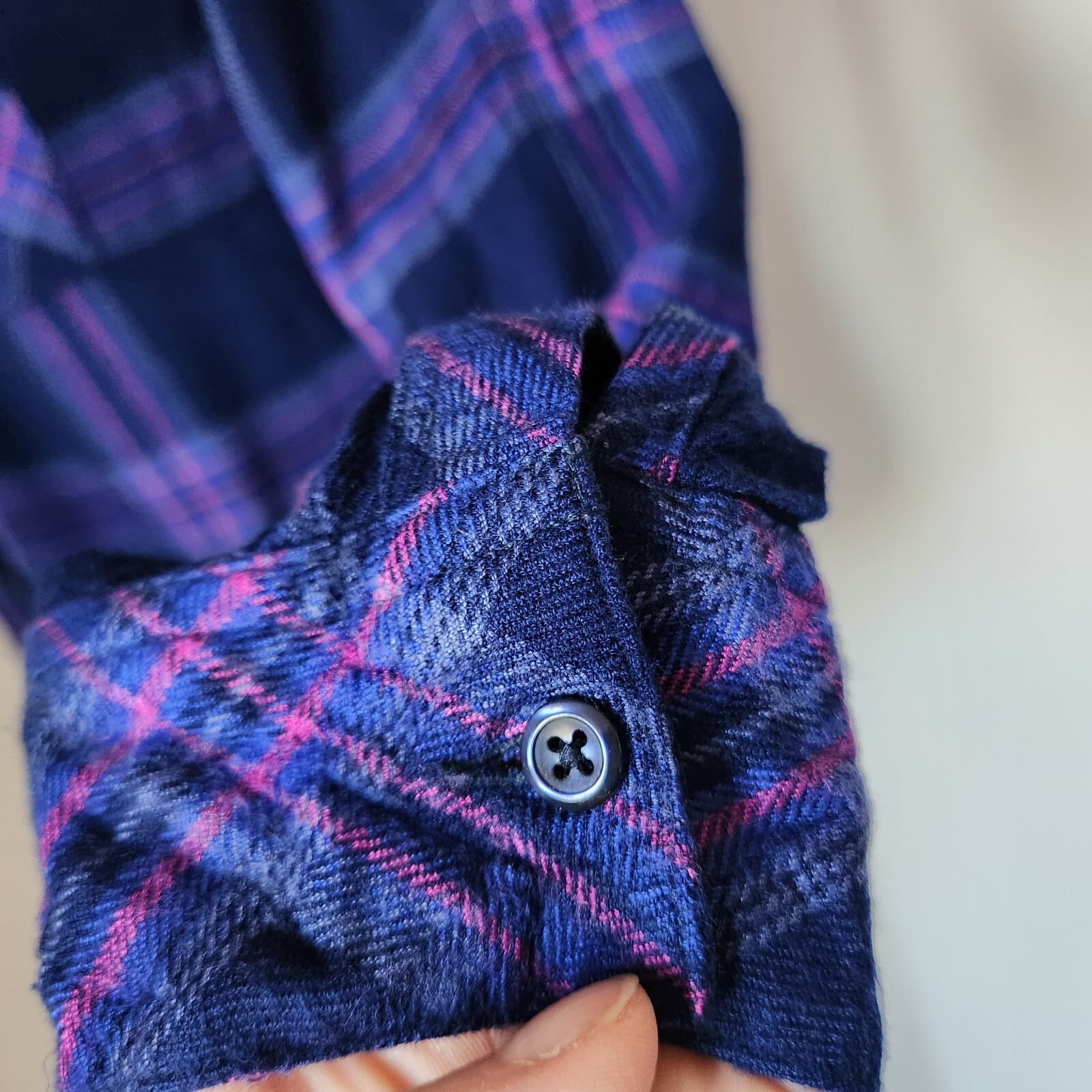 Rails Hunter Ultraviolet Pink Plaid Flannel Shirt Button-Up Long Sleeve Rayon XS - Thumbnail 4