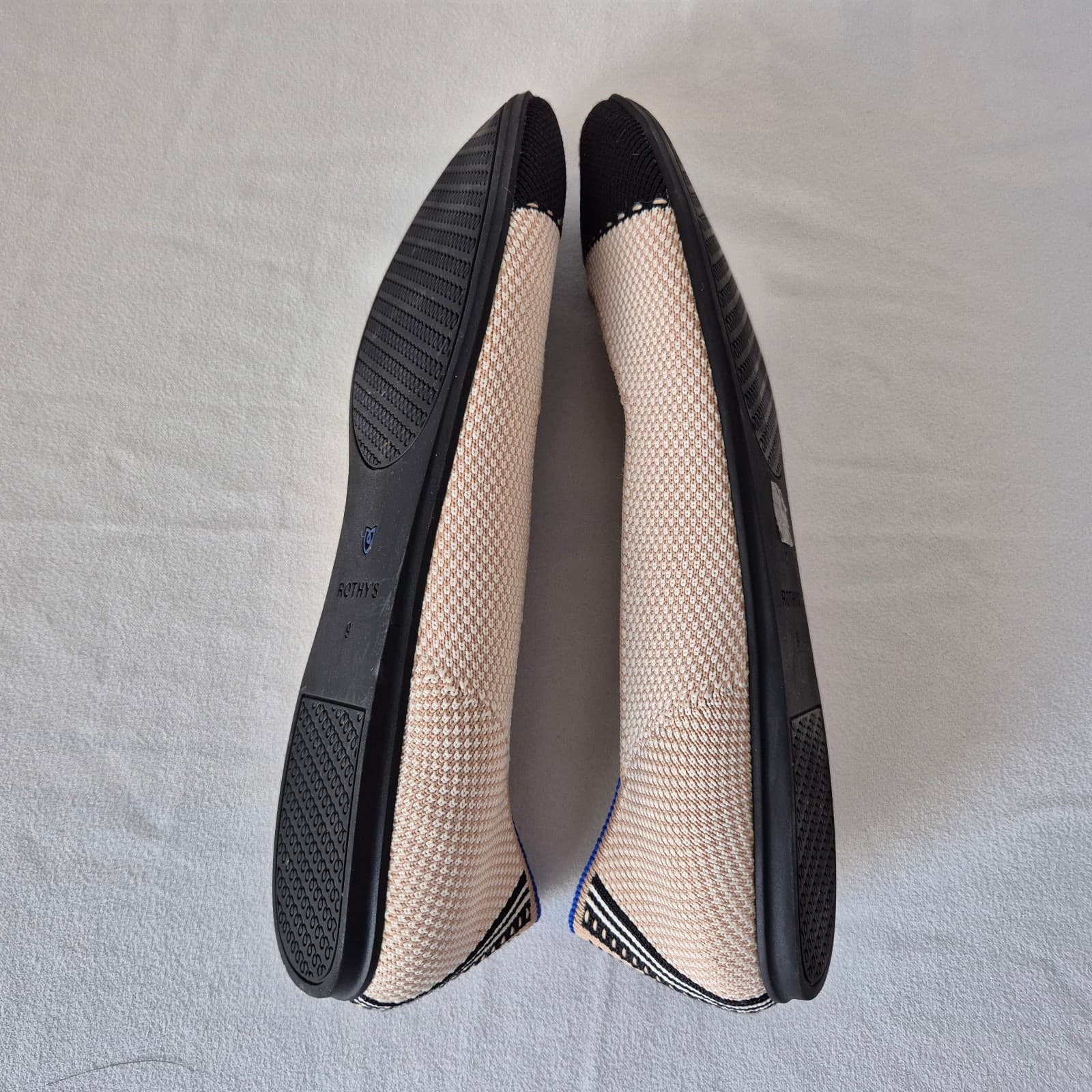 Rothy’s The Square Tuxedo Cream Cap Toe Ballet Flats Slip-On Comfort Women's 9 - Thumbnail 7