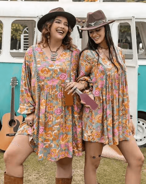 NWT Rusttydustty Modern Bohemia Crush Floral Mini Dress Long Sleeve Viscose 3XL - Thumbnail 5