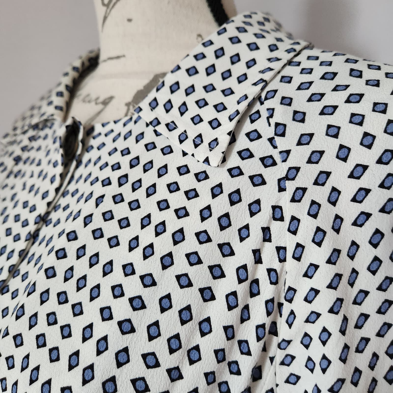 Anthropologie Cartonnier Sightseer Shirt Dress Trench-Jacket Blue White Womens L - Thumbnail 5