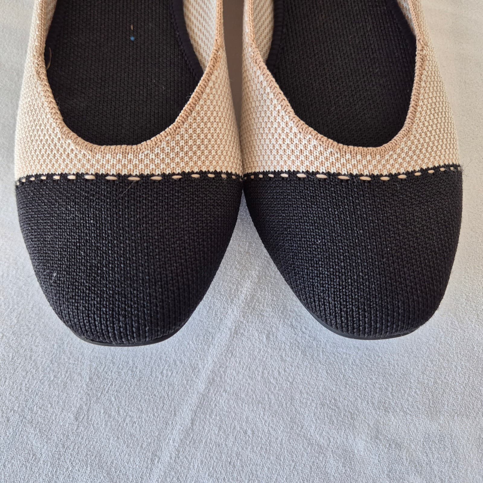 Rothy’s The Square Tuxedo Cream Cap Toe Ballet Flats Slip-On Comfort Women's 9 - Thumbnail 13
