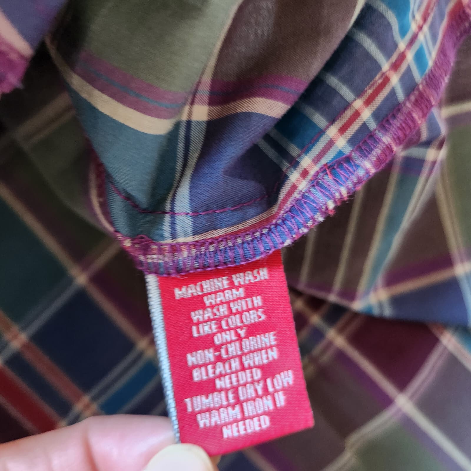 Chaps Plaid Ruffle Women Sz.16 Top Button-Down Sleeveless Multicolor 100% Cotton - Thumbnail 8