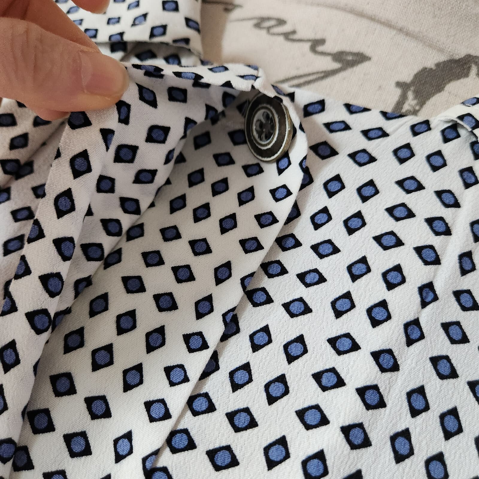 Anthropologie Cartonnier Sightseer Shirt Dress Trench-Jacket Blue White Womens L - Thumbnail 9