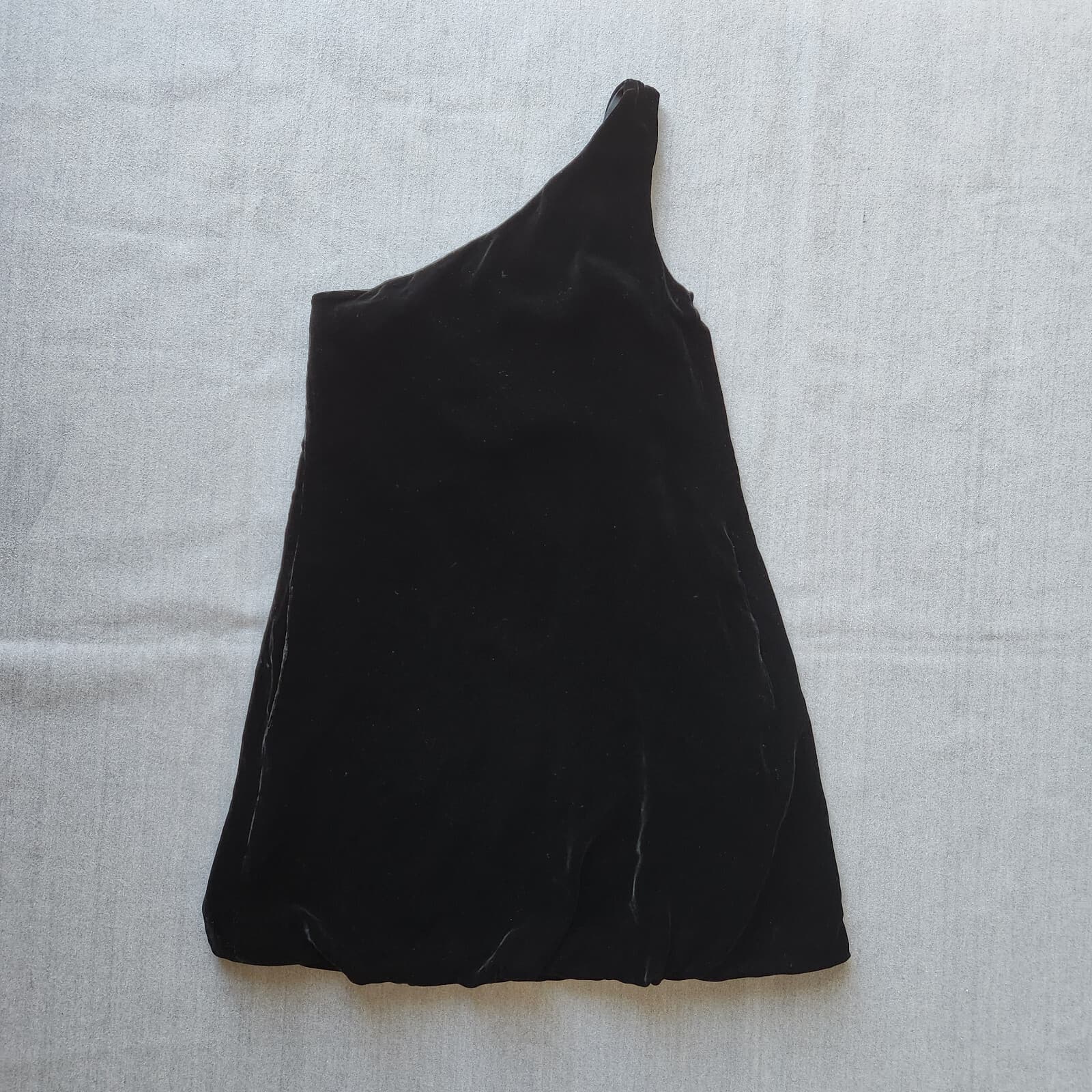 Diane Von Furstenberg Elisano One Shoulder Silk Velvet Bubble Dress Black Sz.4 - Thumbnail 2