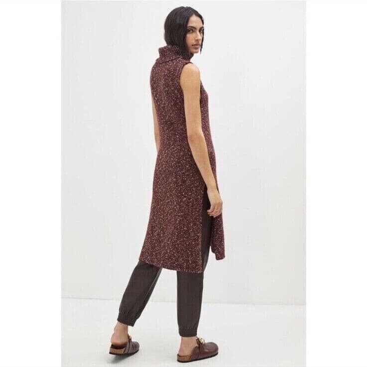 NWT Anthropologie Flowy Midi Sweater Dress Sleeveless Turtle Neck Red Wine Sz.M - Thumbnail 8
