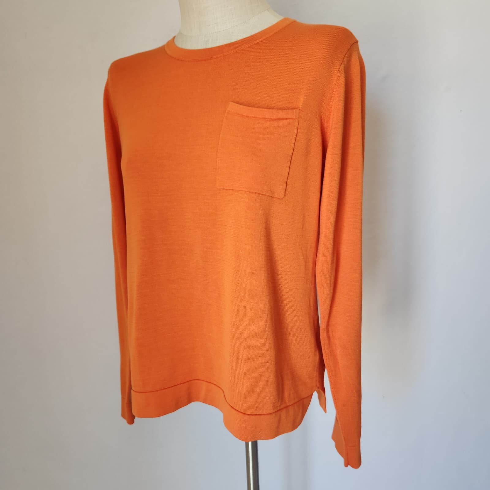 Peter Millar Silk Cotton Blend Crew Neck Sweater Pullover Pocket Orange Men's M - Thumbnail 3