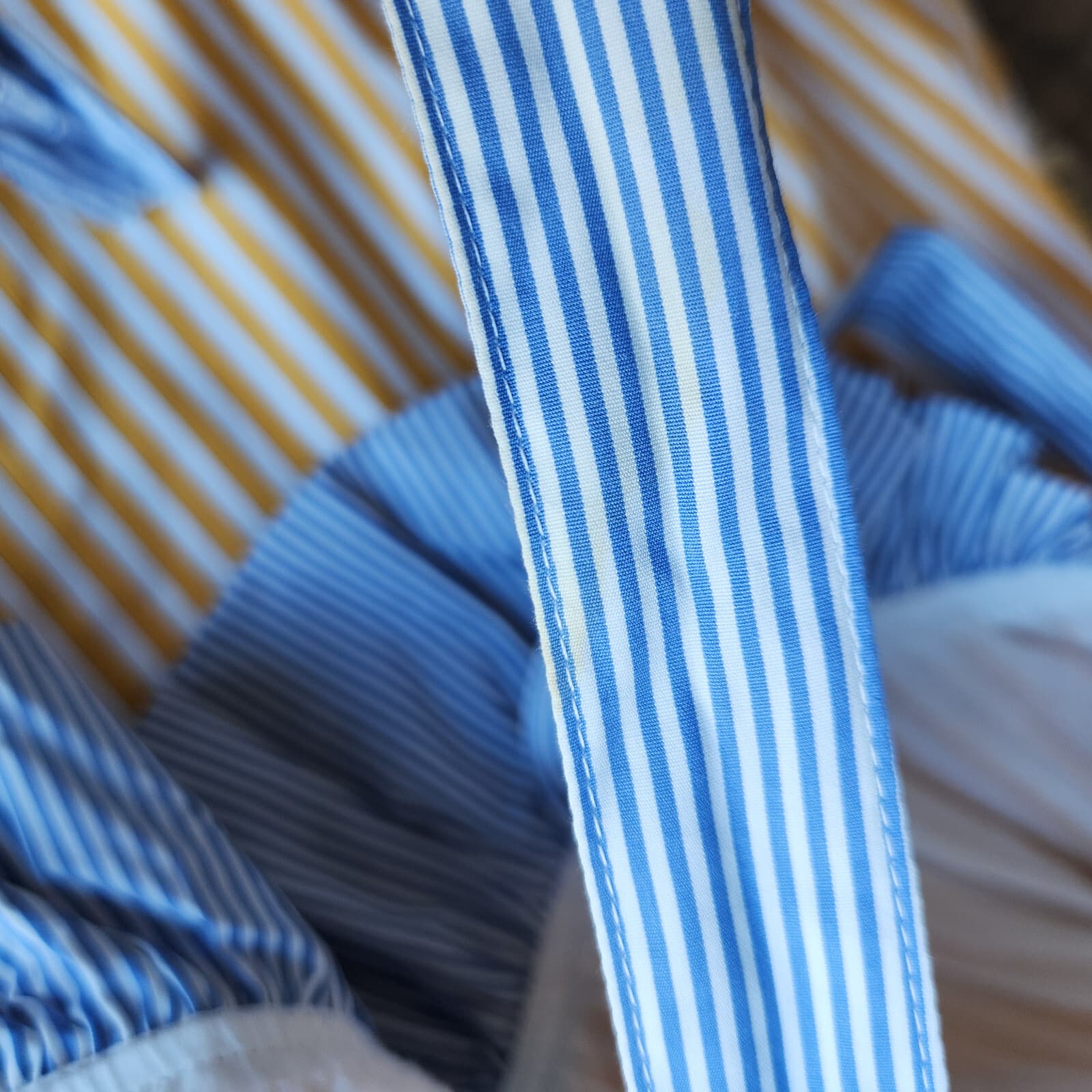 BURU Tiered Fit-Flare Ruffle Sleeveless Midi Dress Pocket Striped Yellow Blue XS - Thumbnail 16