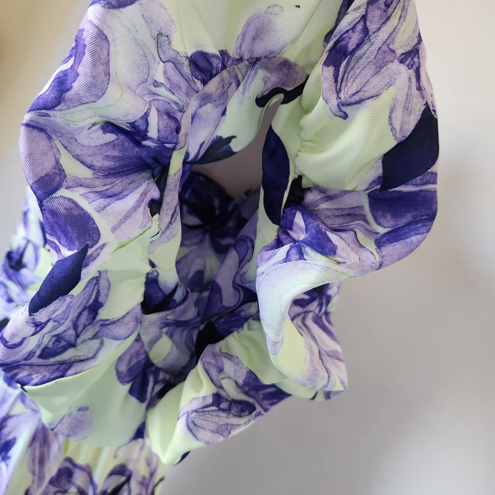 Delfi Collective Puff-Sleeve Floral Maxi Dress Smock Off-The Shoulder Purple XS - Thumbnail 8