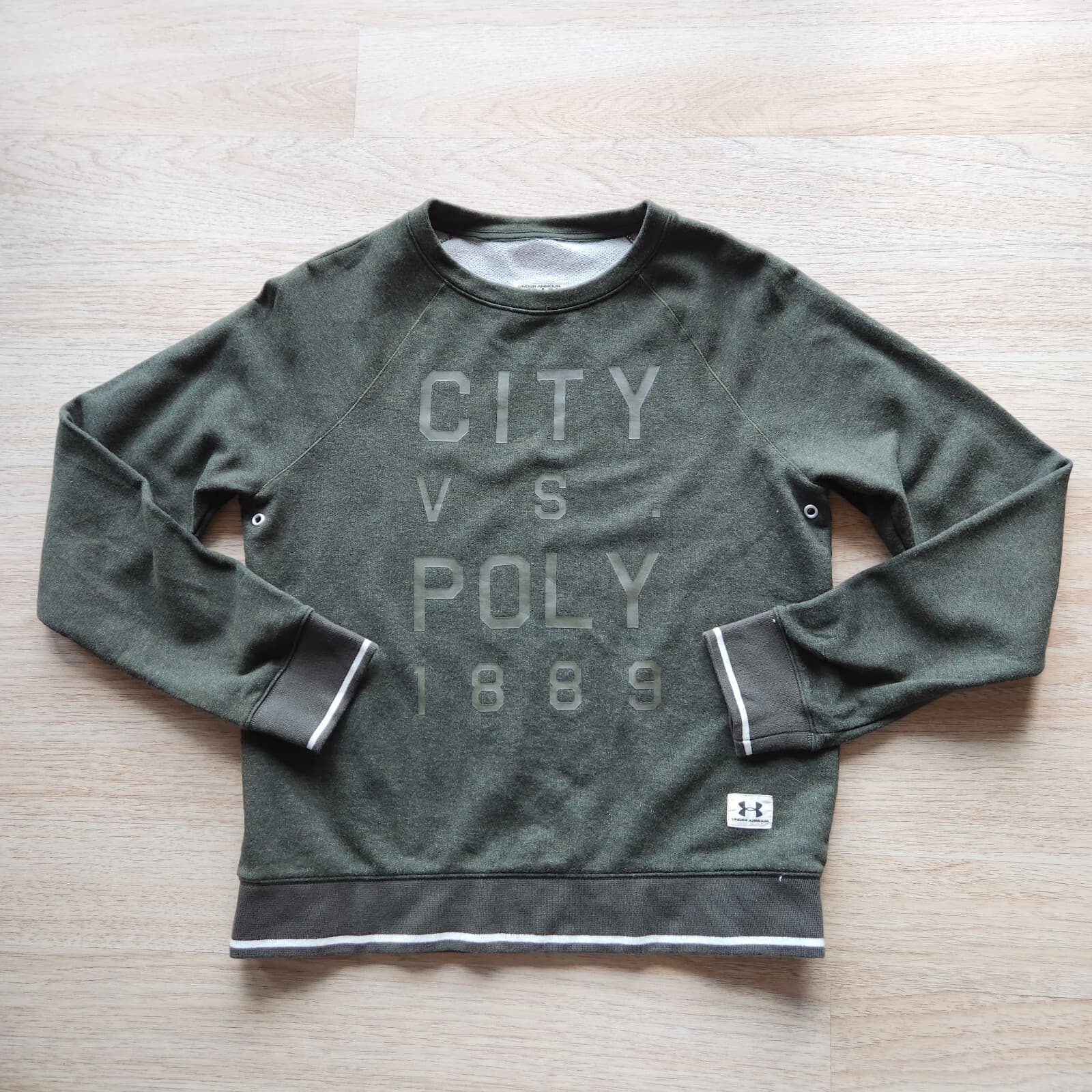 EUC Under Armour Legacy Terry Knit Sweatshirt Semi-Fitted Crewneck Green Women L - Thumbnail 2