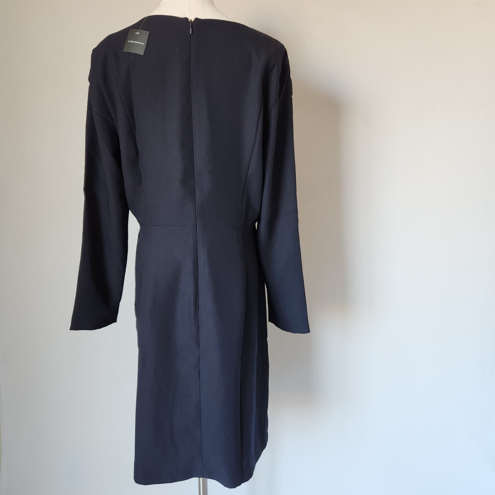 NWT Club Monaco $199 Endi Scalloped Sheath Dress Long Sleeve Navy Blue Sz.12 - Thumbnail 11