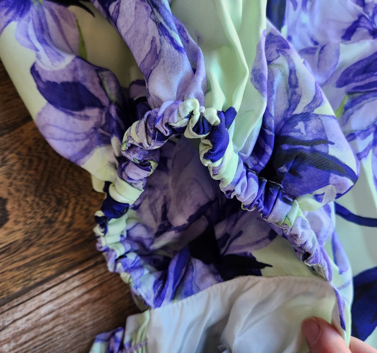 Delfi Collective Puff-Sleeve Floral Maxi Dress Smock Off-The Shoulder Purple XS - Thumbnail 14