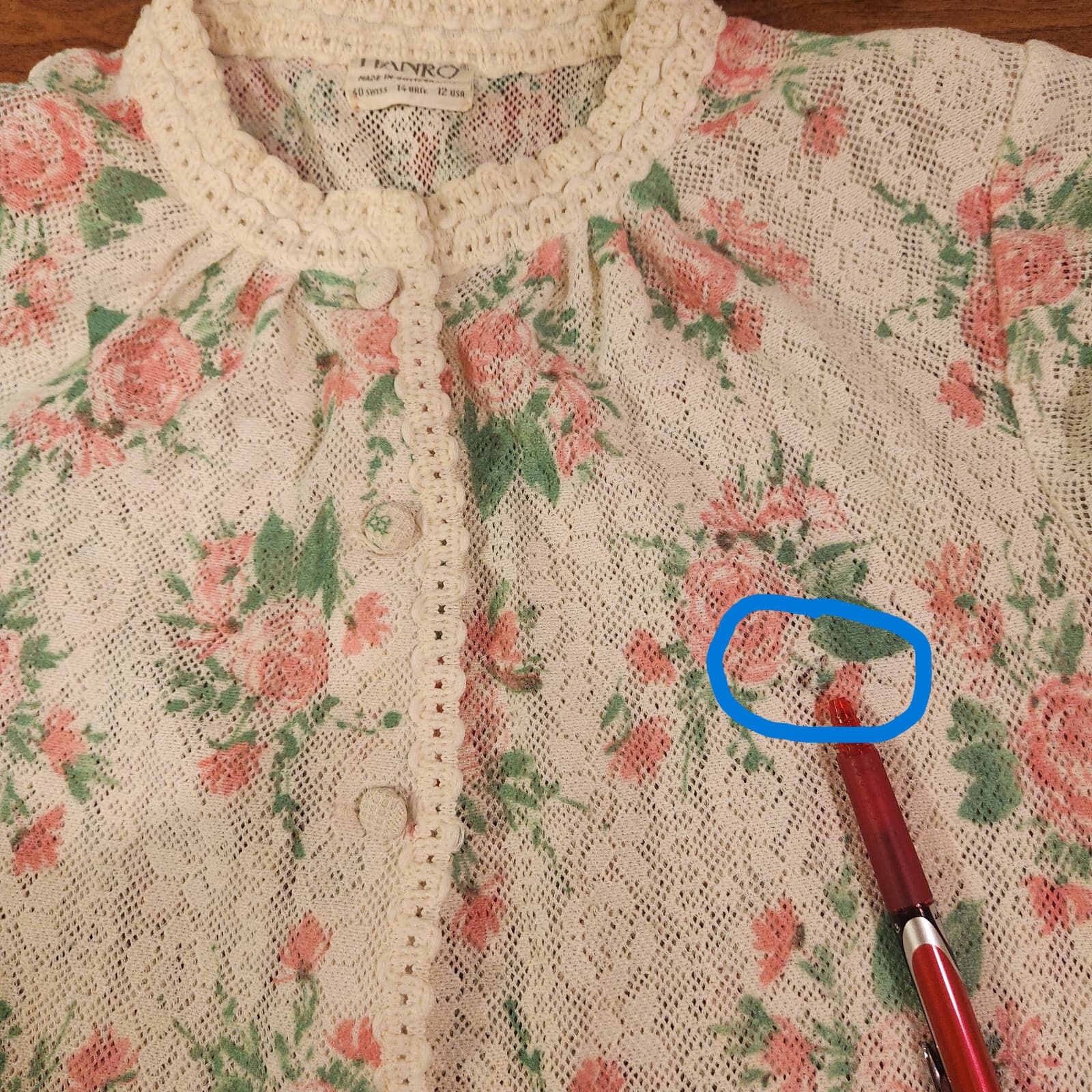 Vintage Hanro Switzerland Floral Lace Mesh Nightgown Lounge Wool Blend White 12 - Thumbnail 13