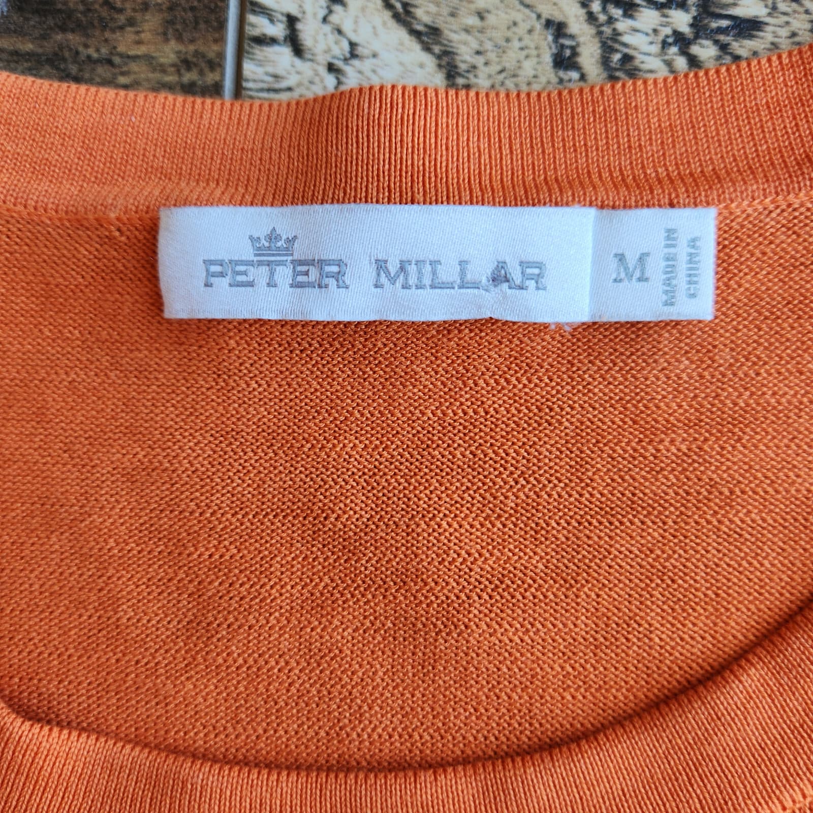 Peter Millar Silk Cotton Blend Crew Neck Sweater Pullover Pocket Orange Men's M - Thumbnail 6
